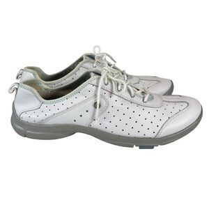 Privo Womens White Walking Shoes Size 10 Perforated Leather Lace Up Sneakers